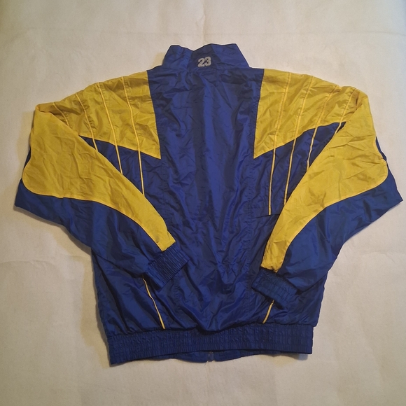 Jordan Boys Small Retro Full Zip Windbreaker Jacket Blue Yellow 23 - Picture 7 of 12